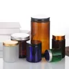 Conteneurs de stockage en verre de décoration intérieure 4oz 8oz 120ml 250ml, pots de bougies vides en verre ambré recyclé à côtés droits avec couvercles métalliques