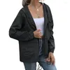 Women's Trench Coats Waterproof Cotton Jacket Lightweight Casual Anorak Coat With Hood