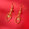 Dangle Earrings Luxury 18K Yellow Gold Color Bride Petal Drop Earring For Women Vietnam Sand Hollow Fine Jewelry Gifts