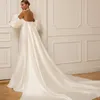 Vestidos de novia de sirena de color marfil con espalda descubierta Vestido de novia de iglesia de manga corta con pliegues y escote en forma de corazón Vestido de novia de tren desmontable de satén