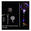 Autres fournitures de fête de fête Hélium Transparent LED Ballon Clignotant Bobo avec autocollants Plumes de dessin animé Glitters pour décor de festival Dhxol