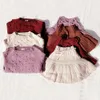 Mode bébé filles pull pop-corn Chunky câble bébé filles vêtements enfant en bas âge enfants tricot pull hauts robe automne vêtements de bébé 231228