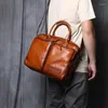 BROCKASER RETRO LEATHER MÄNS PRECORCECE TOP LAYER HANDBAG CASIAL AUDLE MESSENGER BAG BUSINES LAPPT TRENDY NZPJ