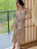 Summer Women Spaghetti Strap Elegant Midi Satin Dresses Wedding Evening Birthday Holiday Backless Prom Clothes 231227