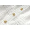 Styl europejski Pure White Tweed Fabric Luksusowy wysokiej jakości paski Tleevele Tkana szykowna sukienka Jaquard 231228