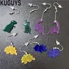 KUGUYS Mode Acryl Sieraden Aangepaste Heldere Acryl Lange Oorbellen Gift Veelkleurige Kleuren Kleine Dinosaurus Dangle Earring voor Wome255p