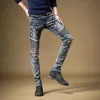 바이커 스키니 청바지 남자 Jean Homme Denim Ripped Spijkerbroeken Heren 스트레치 바지 슬림 핏 바지 기관차 힙합 패션 231227