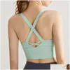 Lu Align BH Yoga Dames Dames Lichtgewicht High Impact Backless Sport Crop Tops Gekruiste bandjes Elastisch Push-up Schokbestendig Workout Drop Dhs3H