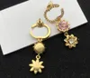 Diamond Flower Charm Earrings Double Letter Crystal Earring Designer Pendant Studs Eardrop With Stamps Gift Box