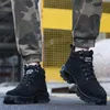 Chaussures noires indestructibles pour hommes, bottes d'hiver, Antismash, Anti-perforation, travail, sécurité Anti-brûlure, 231225