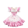 Dulce reina japonesa Lolita A-Line Mini vestido Blondewig Shortwig Haikyuu Exploit señoras encaje Trim Maid Cosplay uniforme manga 595