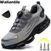 Waliantile Brand Quality Safety Shoes Men Lace Free Puncture Proof Working Boots Steel Toe Antismash indestructible Work 231225