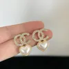 Fashion Studs Oorbellen Luxe Parel Designer Stud Diamond Earring Merk Brief Sieraden Vrouwen Koper 18K Vergulde Valentijn Huwelijksgeschenken