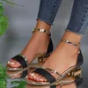 Frauen Sandalen 2024 Heels Casual Schuhe frauen Offene spitze Sommer Gold Schuhe Platz Weiblichen Knöchel Riemen Low Heels Schuhe frau 231227