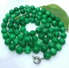 Kedjor Natural 10mm Green Jade Jadeite Round Gemstone Beads Halsband 32 ''