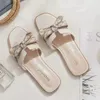 Slippers Bow Women Flats Shoes 2024 Summer Open Toe Sandals Fashion Designer Slingback Flip Flops Beach Femme Slides