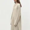 Lässige Kleider Baumwoll Hoodie für Frauen Langarmknopf Offene Seite Maxi Kleid Herbst Winterkleidung