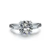 Klusterringar solida 925 Sterling Silver Romantic Propose Ring 2 02 CT Round Cut Diamond Engagement for Women233a