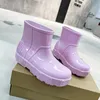 Scarpe firmate Stivali da pioggia Stivali da neve Stivali Betty da donna Stivaletti antiscivolo con fondo spesso Stivali trasparenti in gomma TPU Impermeabili neri Scarpe da esterno Australia