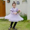 Vestidos de menina para meninas, roupas de outono e inverno, saia estilo manga bolha, vestido de princesa, gola alta, longo, ocidental, de lã