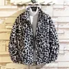 FULHO FUL ZXRYXGS Autumn Leopard Imitation Jackets 2023 solto com macio com capuz e gola de colar de gola em pé Mulheres