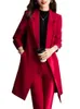 Kombinezony damskie Poród Płaszcz Business Zużycie czerwonego czarnego czarnego długiego blezera Zestaw kobiecy biuro panie 2 sztuki płaszcz i spodnie 231227
