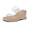 Sandals 2023 Summer Transparent Double Strap Casual Slippers Women High Heels Wedges Suqare Head Platform Sandalias