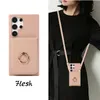 Shoulder Litchi Grain Leather Phone Case for iPhone 15 Plus 14 13 12 11 Pro Max Samsung Galaxy S24 Ultra Ring Holder Makeup Mirror Card Slot Wallet Kickstand Back Cover