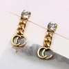Fashion Gold Plated Tassel Designer Letters Stud Long Earring Dangle Crystal Geometric Brand Women Rhinestone Pearl Wedding Party Jewerlry Accessories