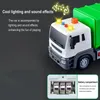 Barnlegeringsbil 1 32 Model Diecast City Cleaning Garbage Truck Sound Light Pull Back Toys Trash Kids Toy Christmas Gifts 231228