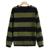 2023 Men's Casual Vintage Stripe O-Neck Knitted Flower Sweater Street Clothing Super Large Solid Color Long sleeved Top Luxury 231228