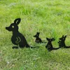 Metal Garden Stakes Kangaroo Chicken Hedgehog Silhouette Plugin Black Animal Statue Lawn Ornaments Decoration Sculpture 231227