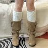 Chaussettes Lolita tricotées pour femmes, bas d'hiver courts en Crochet, manchettes de bottes, guêtres