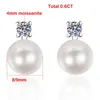 TFGLBU 06CTTW Shine Stud Earrings for Women Elegant Pearl Solid 925 Silver Ear Original Charm Jewelry GRA Wholesale 231225