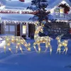 Iron Art Elk Deer Christmas Garden Decoration With LED Light Glowing Glitter Reindeer Xmas Home Outdoor Yard Ornament 231227
