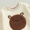 2023 07 03 Lioraitiin 0 3 anos criança bebê menino menina 2 peças roupas de outono manga comprida urso bordado tops calças de bolso conjunto 231228