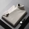 Chegada de outono Casual Turtleneck Sweater Men Men Color Sólida Pulloves de Manga Longa 231227