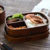 3 rutnät kök trä lunchlåda japanska bento lådor miljön