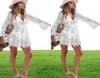 2020 New Summer Women Bikini Cover Up Floral Lace Hollow Crochet Swimsuit CoverUps Bathing Suit Beachwear Tunic Beach Dress 5197000