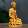 Natural Cypress Lndia Shak Yamuni Buddha Tecken Figurer Hand snidade solidträ hemrumskontor Feng Shuidecoration Statue 231227