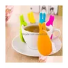 5 färger Sile Gel Rabbit Shape Tea Bag Infuser Holder Candy Color Mug Gift Sil Stand AA Drop Delivery Dhhro