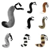 أنيمي حيوان ذيل ذيل الأزياء الدعائم Cat Fox Plush Tails يلعب دور الهالوين الحزب كاوايي الملحقات