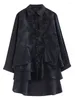 Blouses pour femmes XITAO Chemise patchwork irrégulière à manches longues Noir Mode Simplicité Casual Lâche Femmes Tendance Top 2023 Automne DMJ2911