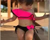 Sfit été bébé filles Bikini ensemble deux pièces maillot de bain famille correspondant mère maillots de bain plage à volants nœud Costume maillot de bain New8040888