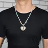 Trendy rood gebroken hart hanger hiphop verklaring ketting met volledige strass goud zilveren ketting voor mannen vrouwen 2 kleuren 1 Pc1966