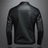 Printemps automne veste en cuir hommes col montant mince Pu mode Moto casual manteau hommes Moto Biker 231227