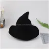 ADT Kids Halloween Witch Hat Wool Knit Solid Party Fancy Dress Witches Top Pointed Caps Dresses Up Cosplay Props Drop Delivery Dhihd