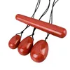 Red Jasper Drilled Yoni Egg Set 100% Natural Gemstone Kegel Exerciser Yoni Wand Jade Eggs Red Stone Massage Balls 231227