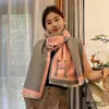 20% OFF scarf Autumn and Winter New Korean Versatile Cashmere Scarf Women's Thickened Air Conditioning Room Warm Double sided Letter Shawl
