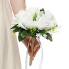 Decorative Flowers White Wedding Bouquet Bridal Mariage Artificial Rose For Bridesmaids Accessories Arrival